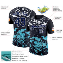 Laden Sie das Bild in den Galerie-Viewer, Uksn Individuelles Schwarz Marineblau-Petrol 3D Esports Funktions-T-Shirt