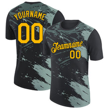Laden Sie das Bild in den Galerie-Viewer, Uksn Individuelles Schwarz Gold 3D Esports Funktions-T-Shirt