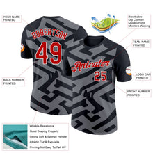 Laden Sie das Bild in den Galerie-Viewer, Uksn Individuelles Schwarz Rot-Stahlgrau 3D Esports Funktions-T-Shirt