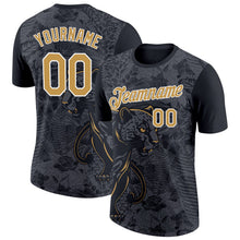 Laden Sie das Bild in den Galerie-Viewer, Uksn Individuelles Schwarz Altgold-Stahlgrau 3D Esports Leopard Funktions-T-Shirt