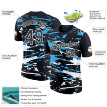 Laden Sie das Bild in den Galerie-Viewer, Uksn Individuelles Schwarz Stahlgrau-Himmelblau 3D Esports Funktions-T-Shirt