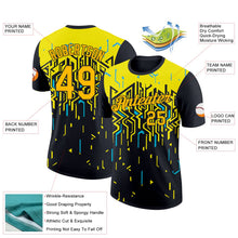 Laden Sie das Bild in den Galerie-Viewer, Uksn Individuelles Schwarz Gold Hellgelb-Himmelblau 3D Esports Funktions-T-Shirt