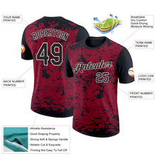 Laden Sie das Bild in den Galerie-Viewer, Uksn Individuelles Schwarz Kardinalrot-Weiß 3D Esports Funktions-T-Shirt