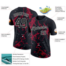 Laden Sie das Bild in den Galerie-Viewer, Uksn Individuelles Schwarz Kardinalrot-Weiß 3D Esports Funktions-T-Shirt