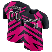 Laden Sie das Bild in den Galerie-Viewer, Uksn Individuelles Schwarz Hot Pink-Weiß 3D Esports Funktions-T-Shirt
