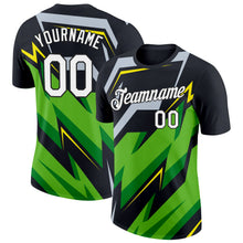 Laden Sie das Bild in den Galerie-Viewer, Uksn Individuelles Schwarz Aurora-Grün Silber-Hellgelb 3D Esports Funktions-T-Shirt