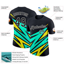 Laden Sie das Bild in den Galerie-Viewer, Uksn Individuelles Schwarz Hellgelb-Neongelb 3D Esports Funktions-T-Shirt