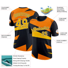 Laden Sie das Bild in den Galerie-Viewer, Uksn Individuelles Schwarz Gold-Orange 3D Esports Funktions-T-Shirt