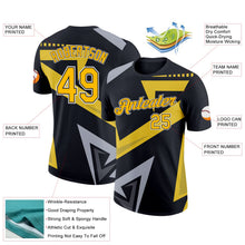 Laden Sie das Bild in den Galerie-Viewer, Uksn Individuelles Schwarz Gold-Grau 3D Esports Funktions-T-Shirt