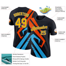 Laden Sie das Bild in den Galerie-Viewer, Uksn Individuelles Schwarz Gold Himmelblau-Orange 3D Esports Funktions-T-Shirt