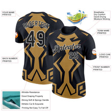 Laden Sie das Bild in den Galerie-Viewer, Uksn Individuelles Schwarz Altgold-Weiß 3D Esports Funktions-T-Shirt