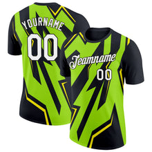 Laden Sie das Bild in den Galerie-Viewer, Uksn Individuelles Schwarz Neongrün-Hellgelb 3D Esports Funktions-T-Shirt