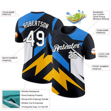 Laden Sie das Bild in den Galerie-Viewer, Uksn Individuelles Schwarz Puderblau-Gold 3D Esports Funktions-T-Shirt