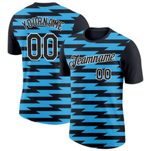 Laden Sie das Bild in den Galerie-Viewer, Uksn Individuelles Schwarz Himmelblau-Weiß 3D Esports Funktions-T-Shirt