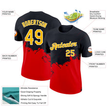 Laden Sie das Bild in den Galerie-Viewer, Uksn Individuelles Schwarz Gold-Feuerrot 3D Esports Funktions-T-Shirt