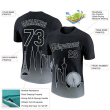 Laden Sie das Bild in den Galerie-Viewer, Uksn Individuelles Schwarz Silber 3D Las Vegas City Edition Fade Fashion Funktions-T-Shirt