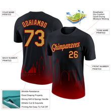 Laden Sie das Bild in den Galerie-Viewer, Uksn Individuelles Schwarz Altgold-Rot 3D San Francisco City Edition Fade Fashion Funktions-T-Shirt