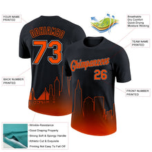 Laden Sie das Bild in den Galerie-Viewer, Uksn Individuelles Schwarz Orange-Grau 3D San Francisco City Edition Fade Fashion Funktions-T-Shirt