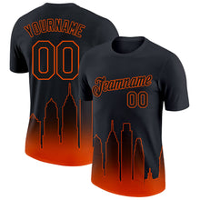 Laden Sie das Bild in den Galerie-Viewer, Uksn Individuelles Schwarz Orange 3D Philadelphia City Edition Fade Fashion Funktions-T-Shirt