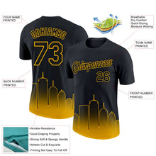 Laden Sie das Bild in den Galerie-Viewer, Uksn Individuelles Schwarz Gold 3D Boston City Edition Fade Fashion Funktions-T-Shirt