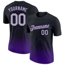 Laden Sie das Bild in den Galerie-Viewer, Uksn Individuelles Schwarz Grau-Violett 3D Sacramento City Edition Fade Fashion Funktions-T-Shirt