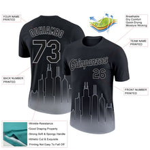 Laden Sie das Bild in den Galerie-Viewer, Uksn Individuelles Schwarz Grau 3D Chicago City Edition Fade Fashion Funktions-T-Shirt