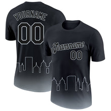 Laden Sie das Bild in den Galerie-Viewer, Uksn Individuelles Schwarz Silber 3D Oakland City Edition Fade Fashion Funktions-T-Shirt