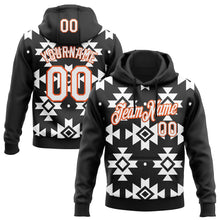 Laden Sie das Bild in den Galerie-Viewer, Uksn Individuelles Bestickt Schwarz Weiß-Orange 3D Mexiko Azteken Muster Sport Pullover Sweatshirt Hoodie