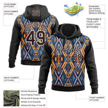 Laden Sie das Bild in den Galerie-Viewer, Uksn Individuelles Bestickt Schwarz Braun Blau Orange-Weiß 3D Mexiko Azteken Muster Sport Pullover Sweatshirt Hoodie