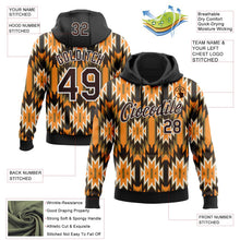 Laden Sie das Bild in den Galerie-Viewer, Uksn Individuelles Bestickt Schwarz Braun Orange Grün-Weiß 3D Mexiko Azteken Muster Sport Pullover Sweatshirt Hoodie