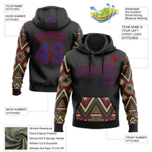 Laden Sie das Bild in den Galerie-Viewer, Uksn Individuelles Bestickt Schwarz Royalblau Creme Grau-Rot 3D Mexiko Azteken Muster Sport Pullover Sweatshirt Hoodie