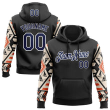 Laden Sie das Bild in den Galerie-Viewer, Uksn Individuelles Bestickt Schwarz Marineblau Creme Orange-Weiß 3D Mexiko Azteken Muster Sport Pullover Sweatshirt Hoodie