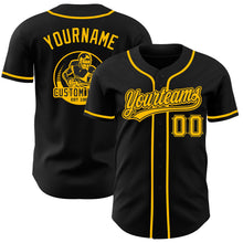Laden Sie das Bild in den Galerie-Viewer, Uksn Individuelles Schwarz-Gold Authentisches Baseball-Trikot