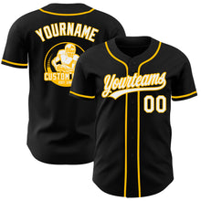 Laden Sie das Bild in den Galerie-Viewer, Uksn Individuelles Schwarz Weiß-Gold Authentisches Baseball-Trikot