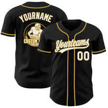 Laden Sie das Bild in den Galerie-Viewer, Uksn Individuelles Schwarz Weiß-Altgold Authentisches Baseball-Trikot