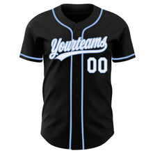Laden Sie das Bild in den Galerie-Viewer, Uksn Individuelles Schwarz Weiß-Hellblau Authentisches Baseball-Trikot