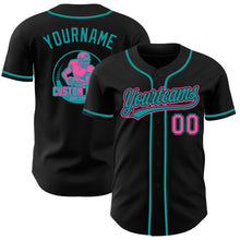 Laden Sie das Bild in den Galerie-Viewer, Uksn Individuelles Schwarz Pink-Petrol Authentisches Baseball-Trikot