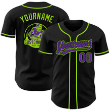 Laden Sie das Bild in den Galerie-Viewer, Uksn Individuelles Schwarz Violett-Neongrün Authentisches Baseball-Trikot