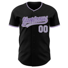 Laden Sie das Bild in den Galerie-Viewer, Uksn Individuelles Schwarz Grau Violett-Weiß Authentisches Baseball-Trikot
