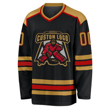 Laden Sie das Bild in den Galerie-Viewer, Uksn Individuelles Schwarz Altgold-Rot Eishockey-Trikot