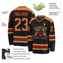 Laden Sie das Bild in den Galerie-Viewer, Uksn Individuelles Schwarz Altgold-Rot Eishockey-Trikot