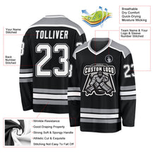 Laden Sie das Bild in den Galerie-Viewer, Uksn Individuelles Schwarz Weiß-Grau Eishockey-Trikot
