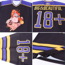 Laden Sie das Bild in den Galerie-Viewer, Uksn Individuelles Schwarz Violett-Gold Eishockey-Trikot