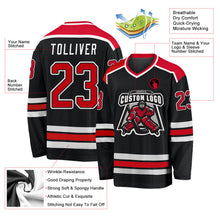 Laden Sie das Bild in den Galerie-Viewer, Uksn Individuelles Schwarz Rot-Weiß Eishockey-Trikot