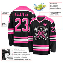 Laden Sie das Bild in den Galerie-Viewer, Uksn Individuelles Schwarz Pink-Weiß Eishockey-Trikot