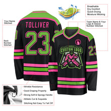 Laden Sie das Bild in den Galerie-Viewer, Uksn Individuelles Schwarz Neongrün-Pink Eishockey-Trikot