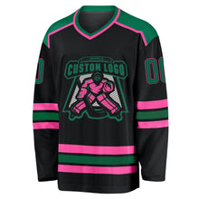 Laden Sie das Bild in den Galerie-Viewer, Uksn Individuelles Schwarz Kelly-Grün-Pink Eishockey-Trikot