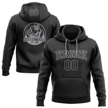 Laden Sie das Bild in den Galerie-Viewer, Uksn Individuelles Bestickt Schwarz Schwarz-Grau Football Pullover Sweatshirt Hoodie