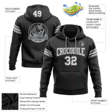 Laden Sie das Bild in den Galerie-Viewer, Uksn Individuelles Bestickt Schwarz Weiß-Grau Football Pullover Sweatshirt Hoodie