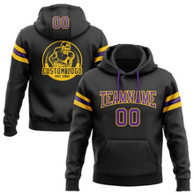 Laden Sie das Bild in den Galerie-Viewer, Uksn Individuelles Bestickt Schwarz Violett-Gold Football Pullover Sweatshirt Hoodie